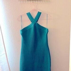 Sincerely Jules Green Halter Sheath Dress